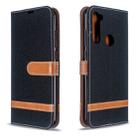 For Xiaomi Redmi Note 8T Color Matching Denim Texture Horizontal Flip PU Leather Case with Holder & Card Slots & Wallet & Lanyard(Black) - 1