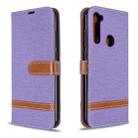 For Xiaomi Redmi Note 8T Color Matching Denim Texture Horizontal Flip PU Leather Case with Holder & Card Slots & Wallet & Lanyard(Purple) - 1