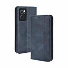 For OPPO Reno7 5G Magnetic Buckle Retro Texture Leather Phone Case(Blue) - 1