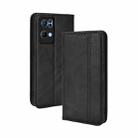 For OPPO Reno7 Pro 5G Magnetic Buckle Retro Texture Leather Phone Case(Black) - 1