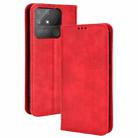 For OPPO Realme Narzo 50A Magnetic Buckle Retro Texture Leather Phone Case(Red) - 1