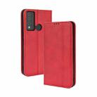 For TCL 20 XE Magnetic Buckle Retro Texture Leather Phone Case(Red) - 1