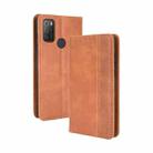 For TCL 20Y Magnetic Buckle Retro Texture Leather Phone Case(Brown) - 1