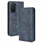 For TCL 205 Magnetic Buckle Retro Texture Leather Phone Case(Blue) - 1