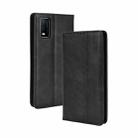 For vivo Y3s 2021 Magnetic Buckle Retro Texture Leather Phone Case(Black) - 1