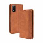 For vivo Y3s 2021 Magnetic Buckle Retro Texture Leather Phone Case(Brown) - 1