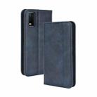 For vivo Y3s 2021 Magnetic Buckle Retro Texture Leather Phone Case(Blue) - 1