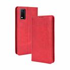 For vivo Y3s 2021 Magnetic Buckle Retro Texture Leather Phone Case(Red) - 1