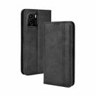 For vivo Y15s 2021 / Y15a Magnetic Buckle Retro Texture Leather Phone Case(Black) - 1