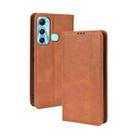 For Infinix Hot 11 Magnetic Buckle Retro Texture Leather Phone Case(Brown) - 1
