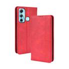 For Infinix Hot 11 Magnetic Buckle Retro Texture Leather Phone Case(Red) - 1