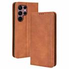 For Samsung Galaxy S22 Ultra 5G Magnetic Buckle Retro Texture Leather Phone Case(Brown) - 1