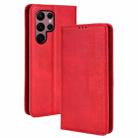 For Samsung Galaxy S22 Ultra 5G Magnetic Buckle Retro Texture Leather Phone Case(Red) - 1