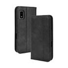 For Sharp Aquos Wish Magnetic Buckle Retro Texture Leather Phone Case(Black) - 1