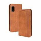 For Sharp Aquos Wish Magnetic Buckle Retro Texture Leather Phone Case(Brown) - 1