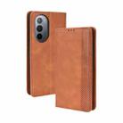 For Motorola Moto Edge X30 Magnetic Buckle Retro Crazy Horse Leather Phone Case(Brown) - 1