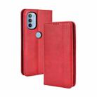 For Motorola Moto G41 / G31 Magnetic Buckle Retro Crazy Horse Leather Phone Case(Red) - 1