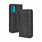 For Motorola Moto G71 5G Magnetic Buckle Retro Crazy Horse Leather Phone Case(Black) - 1