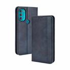 For Motorola Moto G71 5G Magnetic Buckle Retro Crazy Horse Leather Phone Case(Blue) - 1