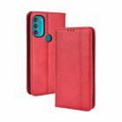 For Motorola Moto G71 5G Magnetic Buckle Retro Crazy Horse Leather Phone Case(Red) - 1