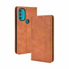 For Motorola Moto G71 5G Magnetic Buckle Retro Crazy Horse Leather Phone Case(Brown) - 1