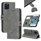 For iPhone 11 Pro Stitching Style 2-Color Cow Texture Horizontal Flip PU Leather Case with Holder & Card Slot & Lanyard(Gray) - 1