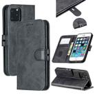 For iPhone 11 Pro Stitching Style 2-Color Cow Texture Horizontal Flip PU Leather Case with Holder & Card Slot & Lanyard(Black) - 1