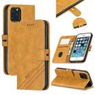 For iPhone 11 Pro Stitching Style 2-Color Cow Texture Horizontal Flip PU Leather Case with Holder & Card Slot & Lanyard(Yellow) - 1