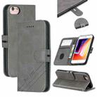 For iPhone 6 & 6s &  7 & 8 Stitching Style 2-Color Cow Texture Horizontal Flip PU Leather Case with Holder & Card Slot & Lanyard(Gray) - 1