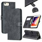 For iPhone 6 Plus & 6s Plus Stitching Style 2-Color Cow Texture Horizontal Flip PU Leather Case with Holder & Card Slot & Lanyard(Black) - 1