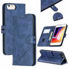 For iPhone 6 Plus & 6s Plus Stitching Style 2-Color Cow Texture Horizontal Flip PU Leather Case with Holder & Card Slot & Lanyard(Blue) - 1