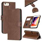 For iPhone 6 Plus & 6s Plus Stitching Style 2-Color Cow Texture Horizontal Flip PU Leather Case with Holder & Card Slot & Lanyard(Brown) - 1