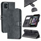 For iPhone 11 Stitching Style 2-Color Cow Texture Horizontal Flip PU Leather Case with Holder & Card Slot & Lanyard(Black) - 1