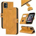 For iPhone 11 Stitching Style 2-Color Cow Texture Horizontal Flip PU Leather Case with Holder & Card Slot & Lanyard(Yellow) - 1