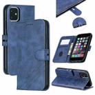 For iPhone 11 Stitching Style 2-Color Cow Texture Horizontal Flip PU Leather Case with Holder & Card Slot & Lanyard(Blue) - 1