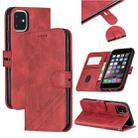 For iPhone 11 Stitching Style 2-Color Cow Texture Horizontal Flip PU Leather Case with Holder & Card Slot & Lanyard(Red) - 1