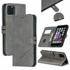 For iPhone 11 Pro Max Stitching Style 2-Color Cow Texture Horizontal Flip PU Leather Case with Holder & Card Slot & Lanyard(Gray) - 1