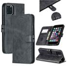 For iPhone 11 Pro Max Stitching Style 2-Color Cow Texture Horizontal Flip PU Leather Case with Holder & Card Slot & Lanyard(Black) - 1