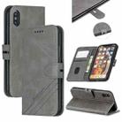For iPhone X & XS Stitching Style 2-Color Cow Texture Horizontal Flip PU Leather Case with Holder & Card Slot & Lanyard(Gray) - 1