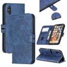 For iPhone X & XS Stitching Style 2-Color Cow Texture Horizontal Flip PU Leather Case with Holder & Card Slot & Lanyard(Blue) - 1