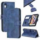 For iPhone XR SStitching Style 2-Color Cow Texture Horizontal Flip PU Leather Case with Holder & Card Slot & Lanyard(Blue) - 1