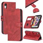 For iPhone XR SStitching Style 2-Color Cow Texture Horizontal Flip PU Leather Case with Holder & Card Slot & Lanyard(Red) - 1