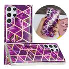 For Samsung Galaxy S22 Ultra 5G Electroplating TPU Protective Phone Case(Purple Rhombus) - 1