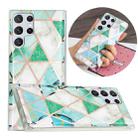For Samsung Galaxy S22 Ultra 5G Electroplating TPU Protective Phone Case(Green White Rhombus) - 1