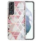 For Samsung Galaxy S22 5G Electroplating TPU Protective Phone Case(Pink White Rhombus) - 1