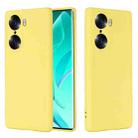 For Honor 60 Pure Color Liquid Silicone Phone Case(Yellow) - 1