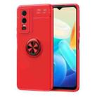 For vivo Y76s Metal Ring Holder TPU Phone Case(Red) - 1