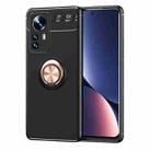 For Xiaomi 12 Pro Metal Ring Holder TPU Phone Case(Black Rose Gold) - 1