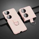 For Huawei P50 Pocket Ring Holder PC Phone Case(Pink) - 1