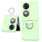 For Huawei P50 Pocket Ring Holder Transparent PC Phone Case(Light Green) - 1